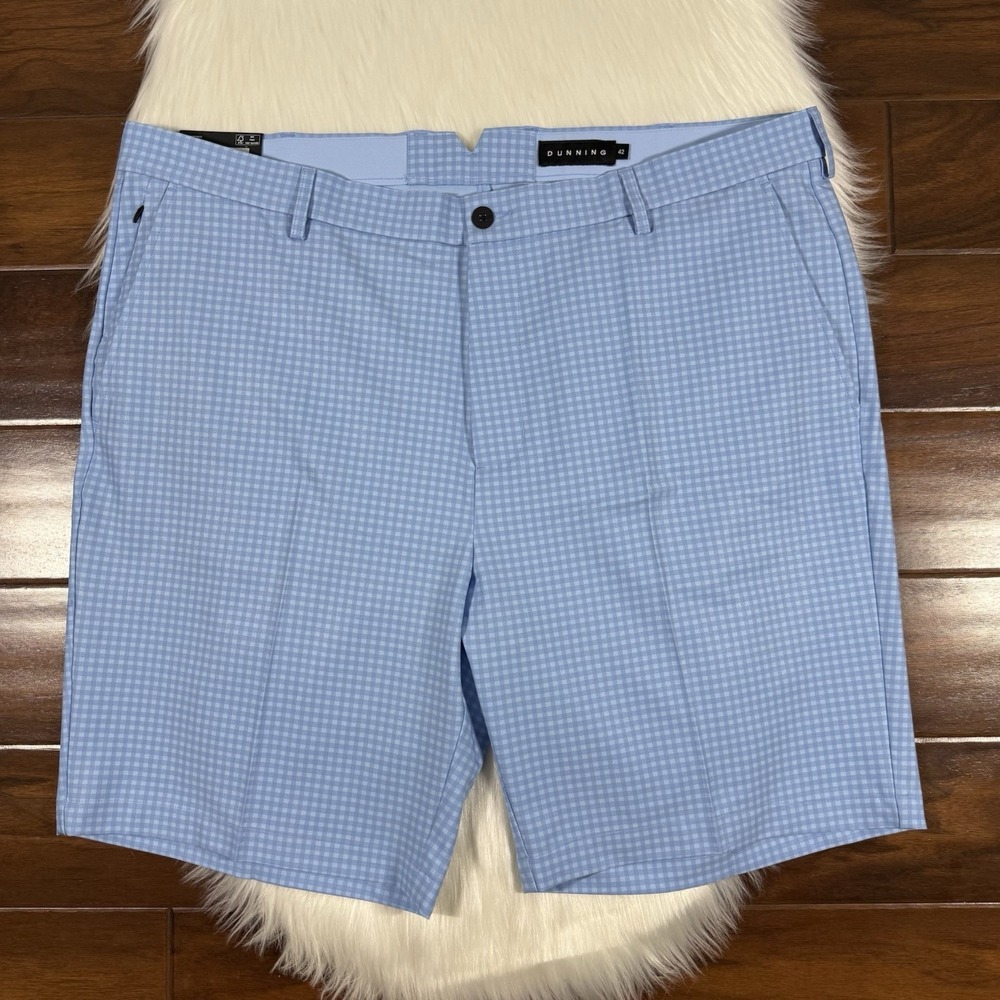 Dunning Golf Men's Size 42 Blue Check‎ Plaid Player Fit 9" Shorts